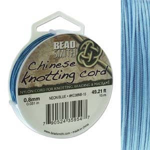 Neon Blue Chinese Knotting Cord (.8mm/.031in) 15m/16.4yds