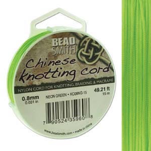 Neon Green Chinese Knotting Cord (.8mm/.031in) 15m/16.4yds