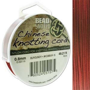 Burgundy Chinese Knotting Cord (.8mm/.031in) 15m/16.4yds