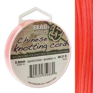 Neon Deep Orange Chinese Knotting Cord (.8mm/.031in) 15m/16.4yds