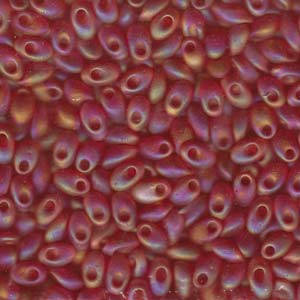 Matte Translucent Red Orange AB Miyuki Long Magatama Seed Beads 4x7mm 8.5G Tube LMA-140FR-TB