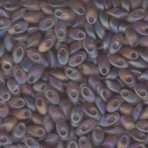 Matte Translucent Smoky Amathyst AB Miyuki Long Magatama Seed Beads 4x7mm 8.5G Tube LMA-142FR-TB