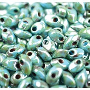 Picasso SF Green Luster Miyuki Long Magatama Seed Beads 4x7mm 8.5G Tube LMA-4514L-TB