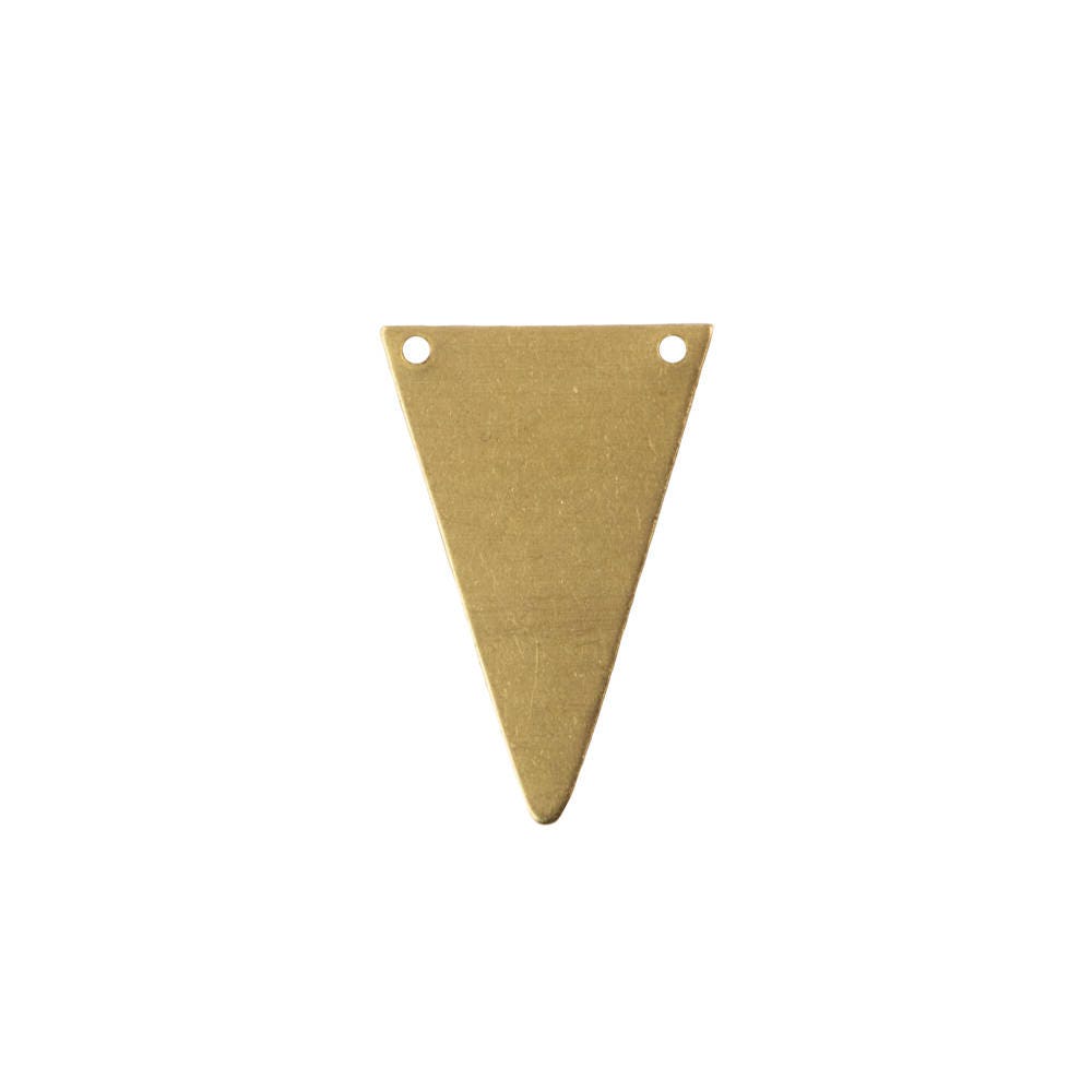 2 Hole Raw Brass Geometric Narrow Triangle Pendant Charm (6) mtl511D
