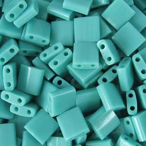 Opaque Turquoise Green Miyuki Tila Seed Bead 5.0mm 7.2gm Tube TL412-TB