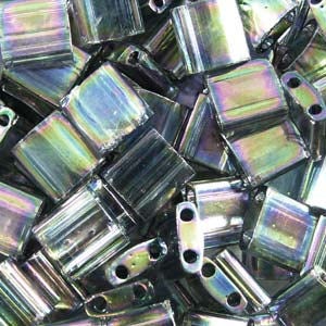 Dark Transparent Grey Rainbow Luster Miyuki Tila Seed Bead 5.0mm 7.2gm Tube TL2440D-TB