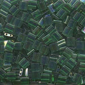 Transparent Green Luster Miyuki Tila Seed Bead 5.0mm 7.2gm Tube TL179-TB
