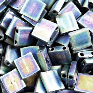 Matte Black AB Miyuki Tila Seed Bead 5.0mm 7.2gm Tube TL401FR-TB