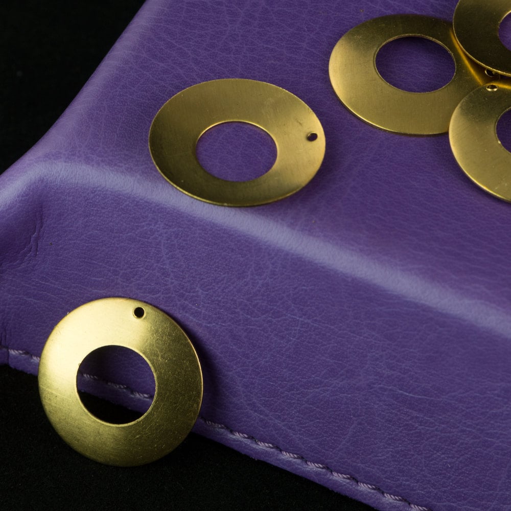 1 Hole Raw Brass Dapped Open Circle Pendant Drop mtl102A