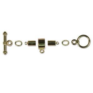 Kumihimo 4mm Barrel Toggle Finding Set Gold Plate