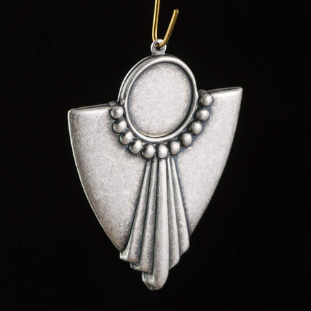 1 Loop Silver Ox Deco Swag Shield Pendant with 13mm Setting (4) pnd022K