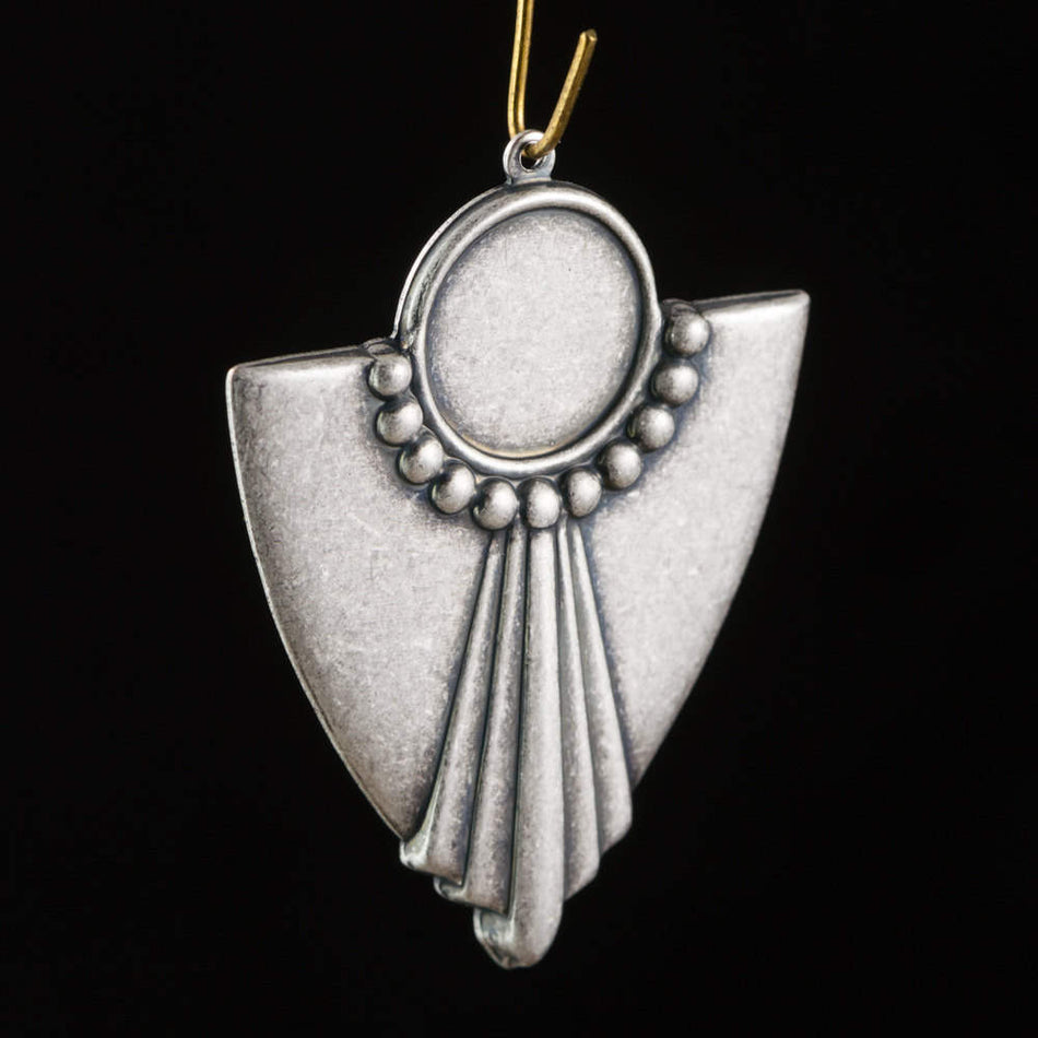 1 Loop Silver Ox Deco Swag Shield Pendant with 13mm Setting (4) pnd022K