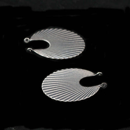 2 Loop Sterling Silver Ox Ribbed Hoops Pendants (2) mtl182E