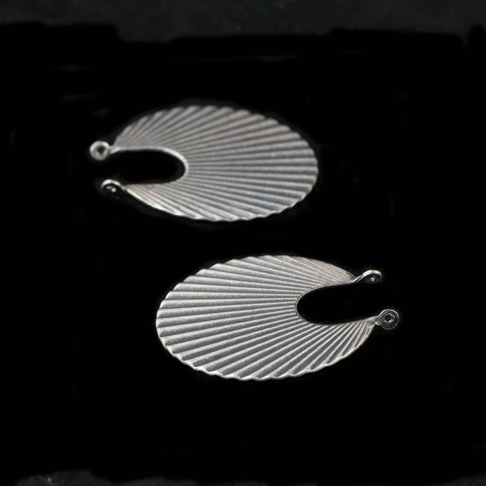 2 Loop Sterling Silver Ox Ribbed Hoops Pendants (2) mtl182E