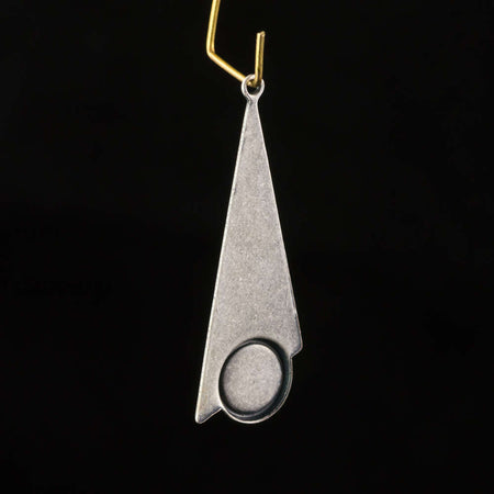1 Loop Sterling Silver Ox Geometric Triangle Pendants with 7mm Setting 39x15mm (4) mtl066N