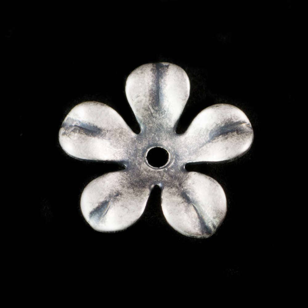 Sterling Silver Ox Cupped Flower Bead Cap 12mm (8) mtl263J