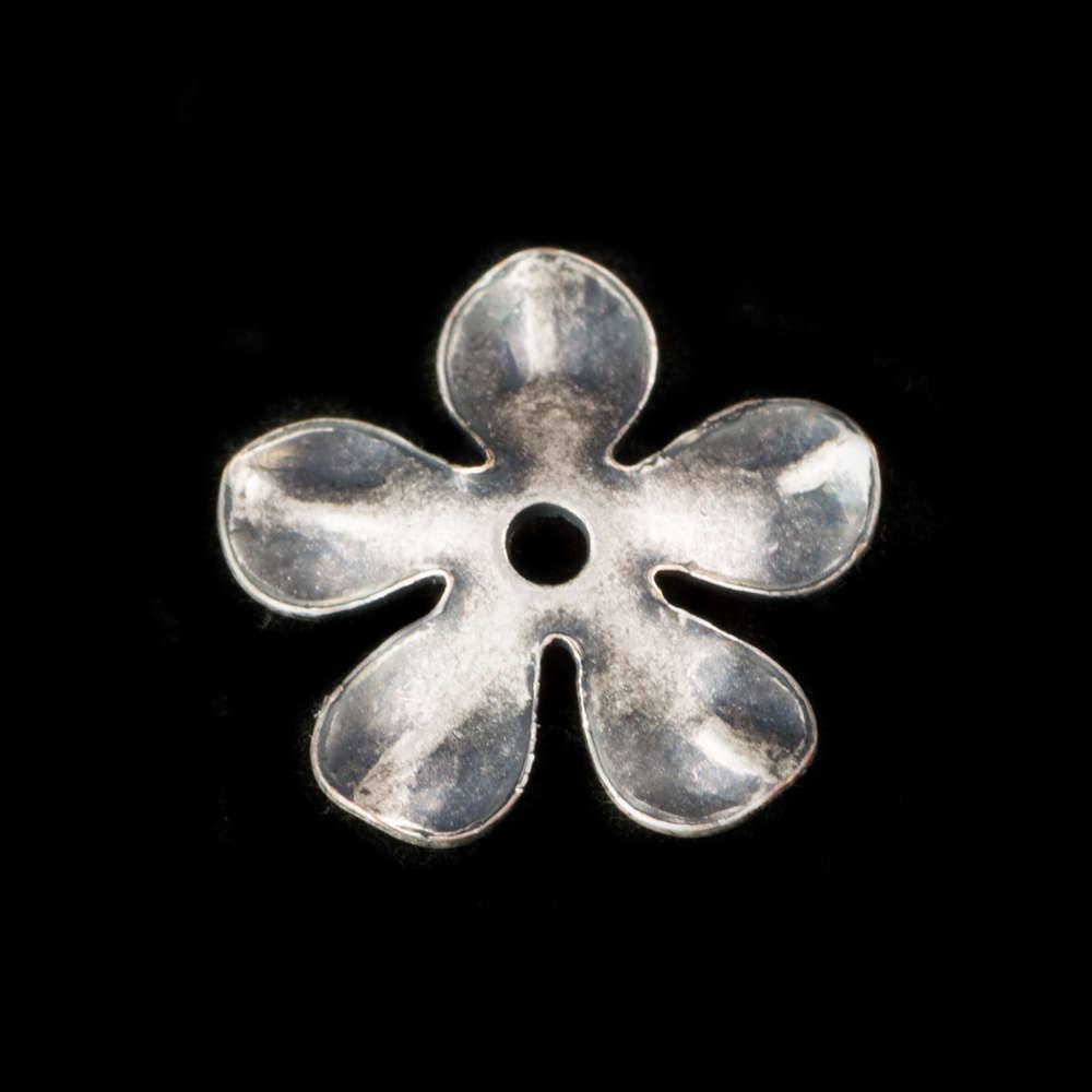 Sterling Silver Ox Cupped Flower Bead Cap 12mm (8) mtl263J