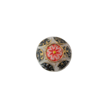 Vintage White Mosaic Glass Cabochons with Red Black 8mm (4) cab878Q