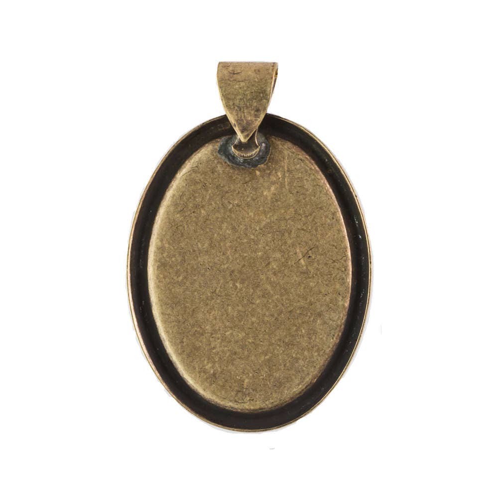 Rolled Edge Brass Ox Oval Setting with Bail 25x18mm (4) stn039C