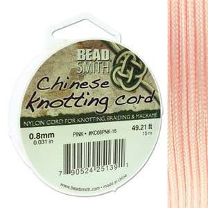 Pink Chinese Knotting Cord (.8mm/.031in) 15m/16.4yds