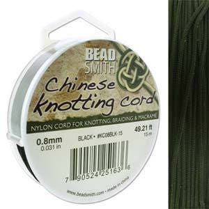Black Chinese Knotting Cord (.8mm/.031in) 15m/16.4yds