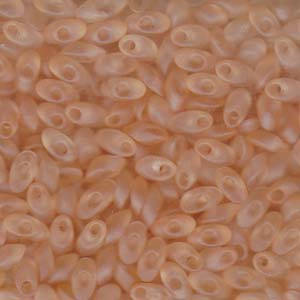 Matte Transparent Light Peach Miyuki Long Magatama Seed Bead 4x7mm 8.0G Tube LMA-2102F-TB