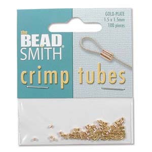 1.50x1.50mm Gold Plated Beadsmith Crimp Tubes 100pcs