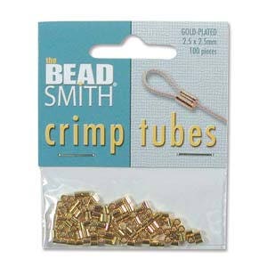 2.50x2.50mm Gold Plated Beadsmith Crimp Tubes 100pcs