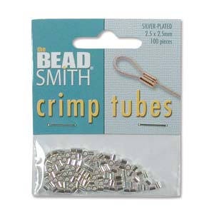 2.50x2.50mm Silver Plated Beadsmith Crimp Tubes 100pcs