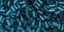 Transparent Capri Blue Toho Bugle Beads Size #1 (3mm) 2.5" Tube TB-01-7BD/c
