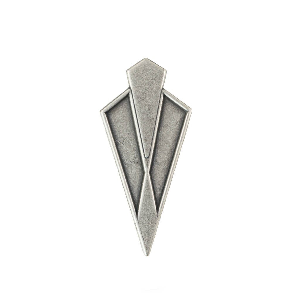 No Hole Sterling Silver Ox Large Layered Deco Pendant 51x24mm (4) mtl509C