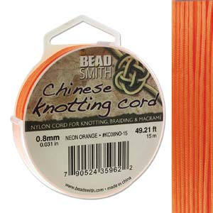 Neon Orange Chinese Knotting Cord (.8mm/.031in) 15m/16.4yds