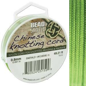 Emerald Chinese Knotting Cord (.8mm/.031in) 15m/16.4yds