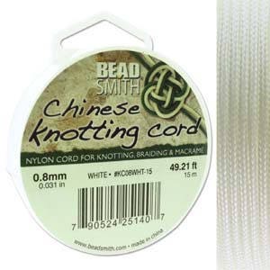 White Chinese Knotting Cord (.8mm/.031in) 15m/16.4yds