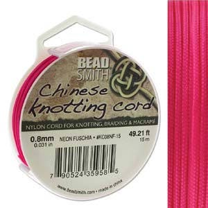 Neon Fuschia Chinese Knotting Cord (.8mm/.031in) 15m/16.4yds
