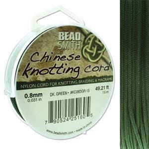 Dark Green Chinese Knotting Cord (.8mm/.031in) 15m/16.4yds