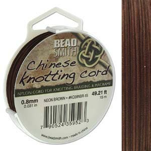 Neon Brown Chinese Knotting Cord (.8mm/.031in) 15m/16.4yds