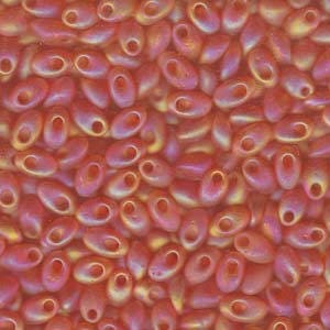 Matte Translucent Orange AB Miyuki Long Magatama Seed Beads 4x7mm 8.5G Tube LMA-138FR-TB
