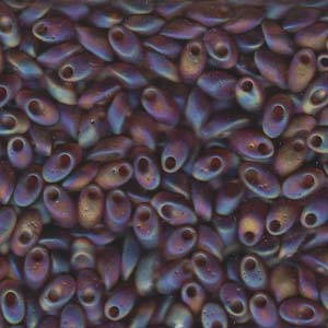Matte Translucent Rainbow Dark Topaz Miyuki Long Magatama Seed Beads 4x7mm 8.5G Tube LMA-134FR-TB