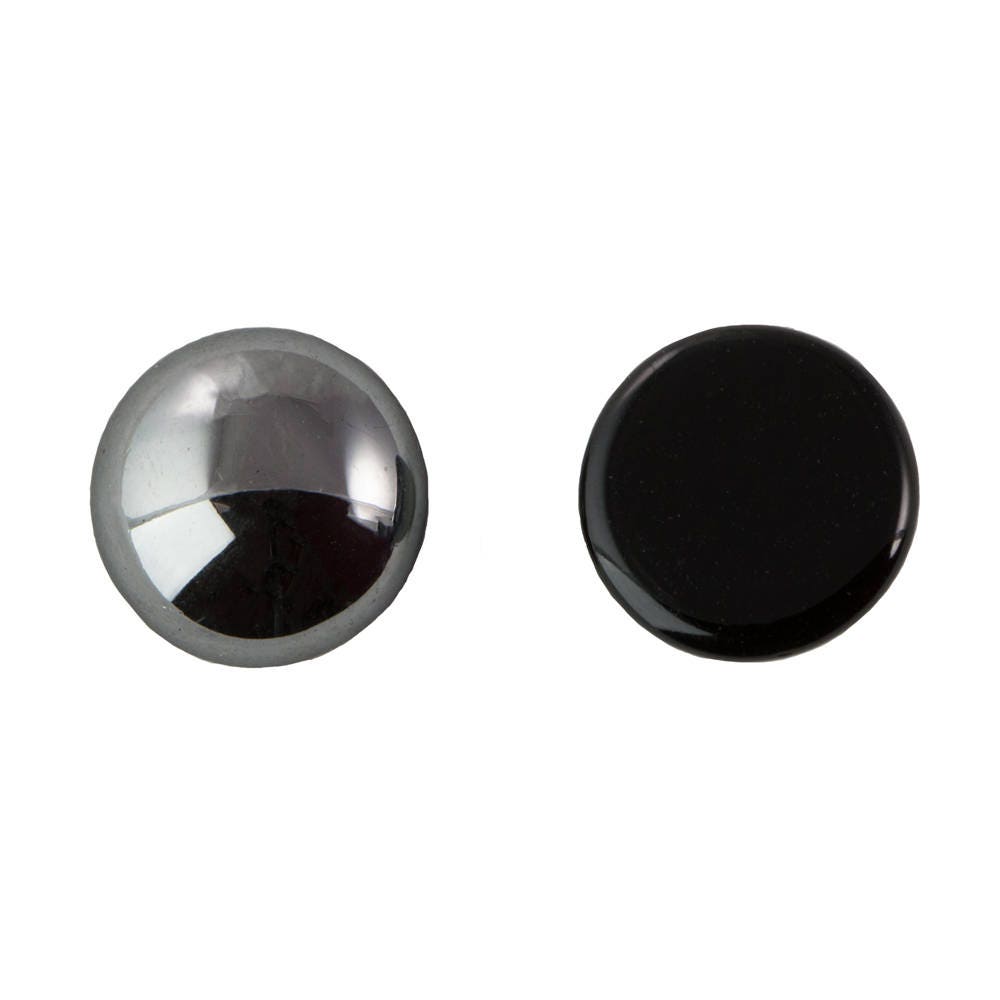 15mm Hematite Glass Round Cabochons (4)