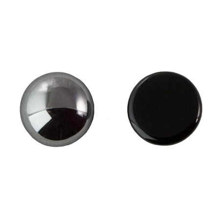 15mm Hematite Glass Round Cabochons (4)