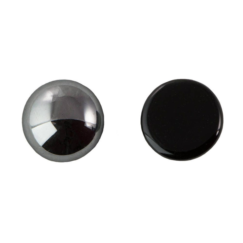 15mm Hematite Glass Round Cabochons (4)