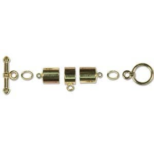 Kumihimo 8mm Barrel Toggle Finding Set Gold Plate