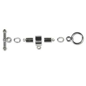 Kumihimo 4mm Barrel Toggle Finding Set Silver Plate