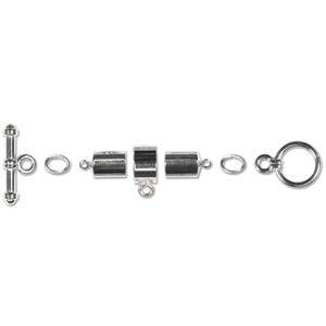Kumihimo 6mm Barrel Toggle Finding Set Silver Plate