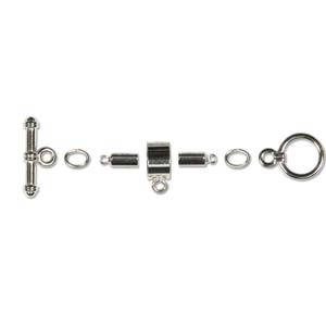 Kumihimo 3mm Barrel Toggle Finding Set Silver Plate
