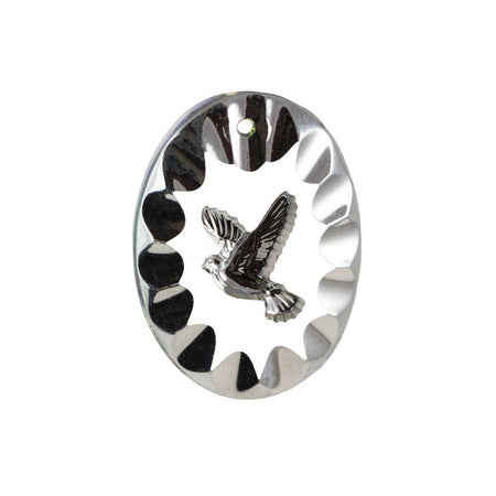 25x18mm Vitrail Etched Dove 1 Hole Glass Intaglio Pendant (1)