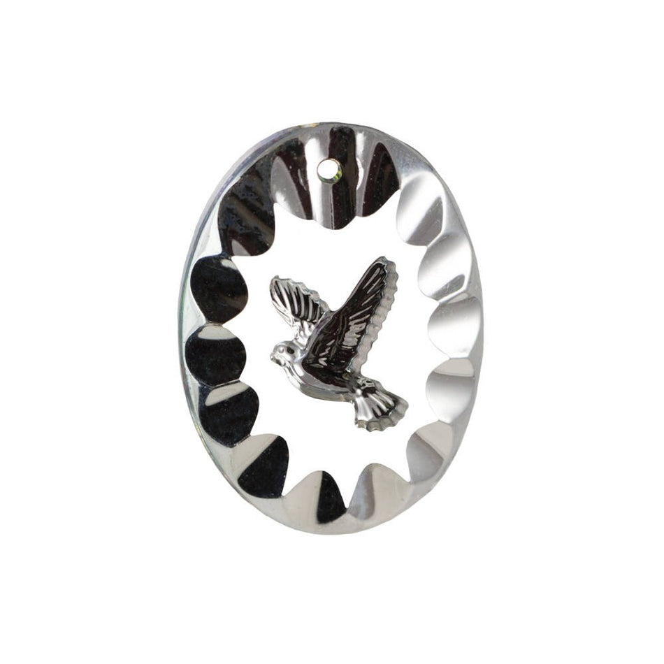 25x18mm Vitrail Etched Dove 1 Hole Glass Intaglio Pendant (1)