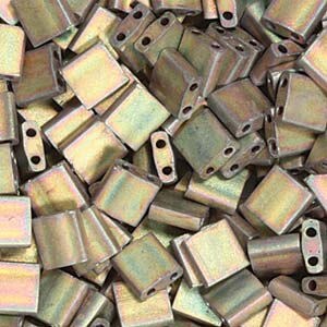 Matte Metallic Khaki Iris Miyuki Tila Seed Bead 5.0mm 7.2gm Tube TL2035-TB