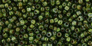 8/0 TOHO ROUND Hybrid Transparent Peridot Picasso Seed Bead (8g)
